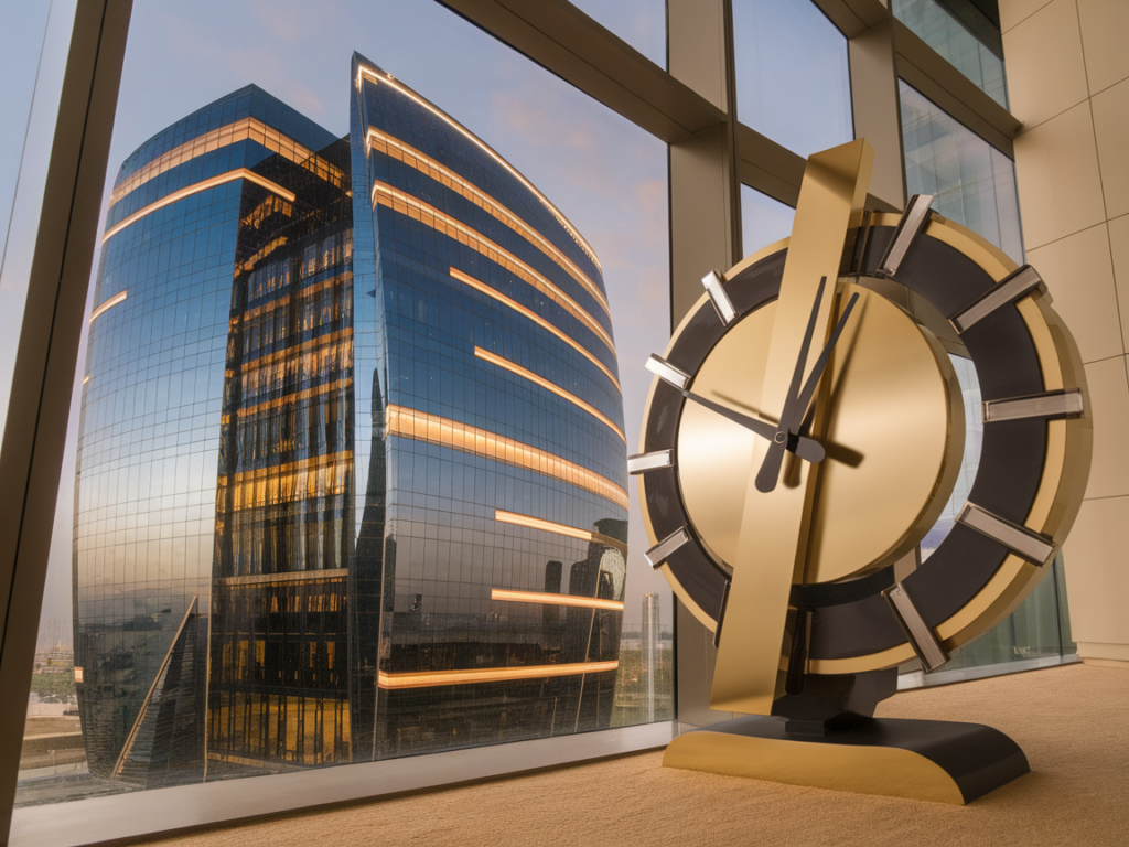 Meydan Free Zone- Clock next to a window. 