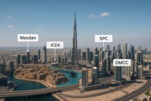 meydan vs ifza vs spc vs dmcc - Dubai skyline